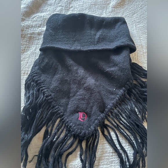 Diesel Black Fringed Scarf Logo Warm Winter Italian‎ Made Sportswear OS - Picture 2 of 10